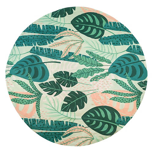 35.5" Round Shaped Pet Cooling Mat - Green Leaf Product Image Front shot 01