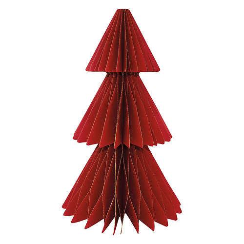 11.5" Tall Holiday Cone Shaped Paper Tree, Red