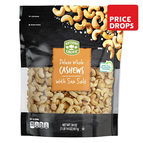 Deluxe Whole  Cashews with Sea Salt, 30 oz Product Image Front shot 01