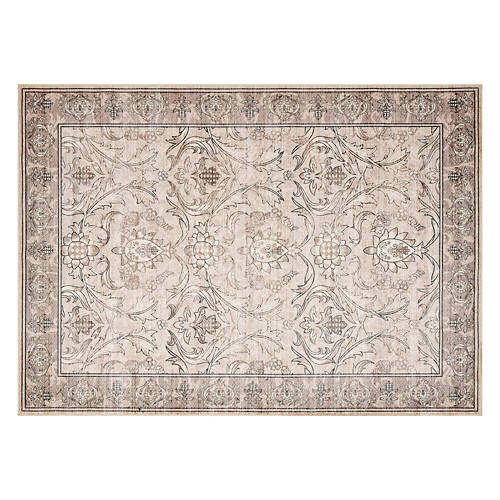 5' x 7' Washable Area Rug - Beige Floral