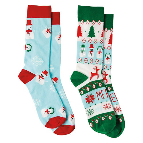 Men's Holiday Socks - Fairisle/Snow, 6-12