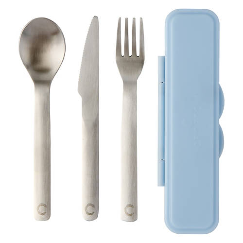 Reusable Stainless Steel Cutlery Set, Blue