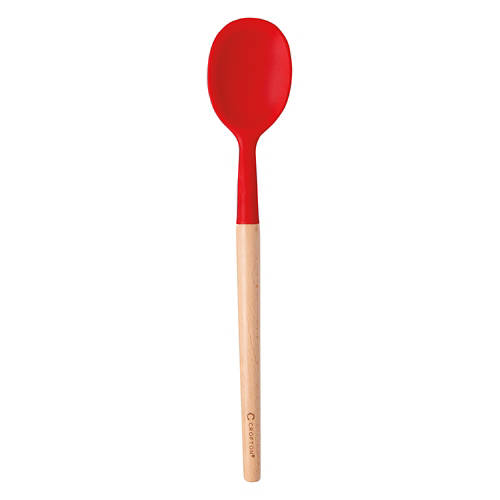 Beechwood & Silicone Solid Spoon, Red