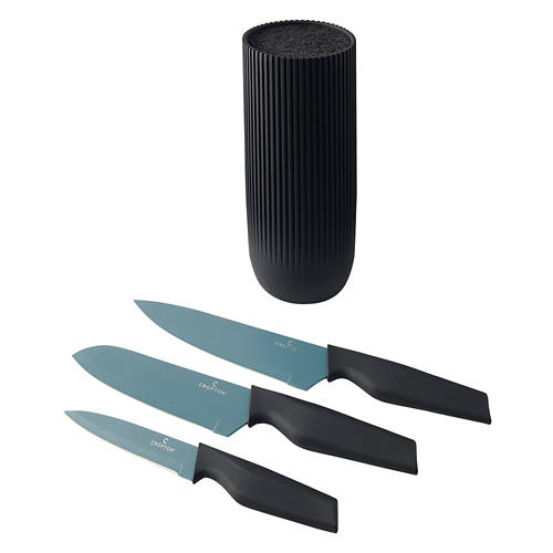 4 Piece Round Universal Knife Block, Black Product Image Front shot 01
