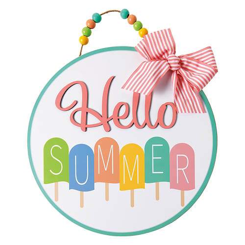 15" Indoor/Outdoor Circle Sign - Hello Summer