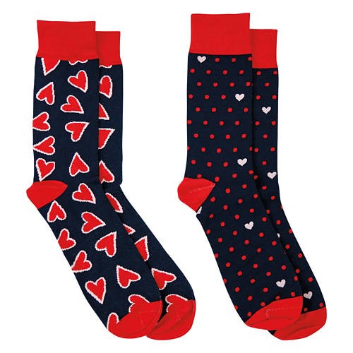 2 Pack Men's Valentine Day's Socks, Black/Red