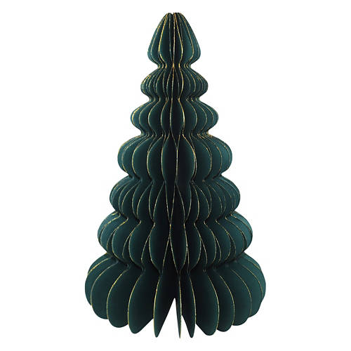 11.5" Tall Holiday 7 Tier Paper Tree, Dark Green