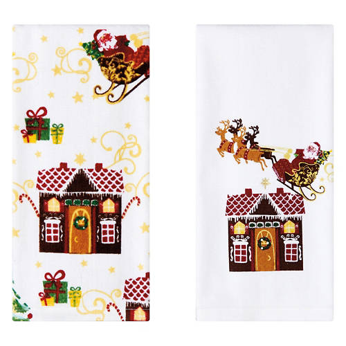 2 Pack Holiday Towel Set - Santa's Sleigh