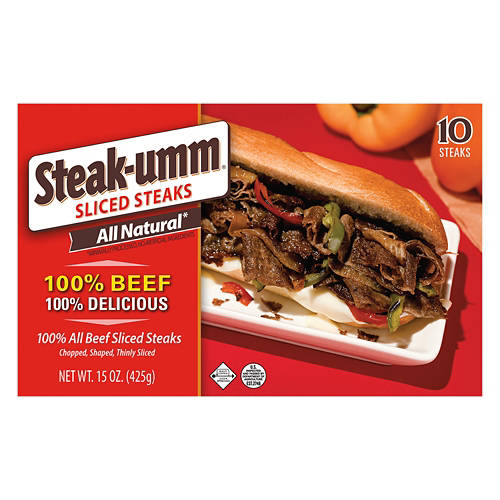 100% All Beef Sliced Steaks, 15 oz Product Image Front shot 01