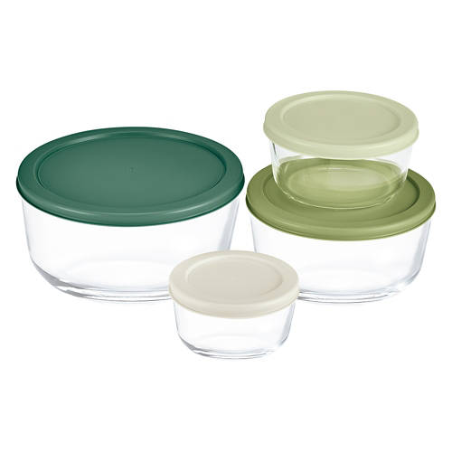 8 Piece Glass Bowl Set with Lids, Green Product Image Front shot 01