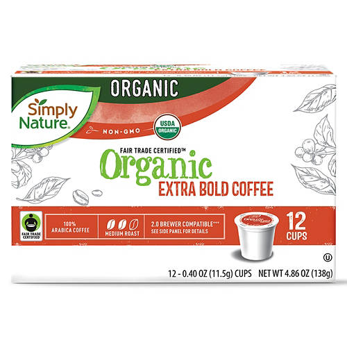 Fair  Trade Organic Extra Bold Medium Roast Coffee Pods, 12 count