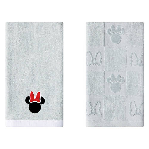 2 Pack Cotton Hand Towels - Minnie, Gray
