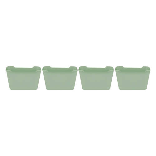 4 Pack Plastic Storage Bins - Green, S