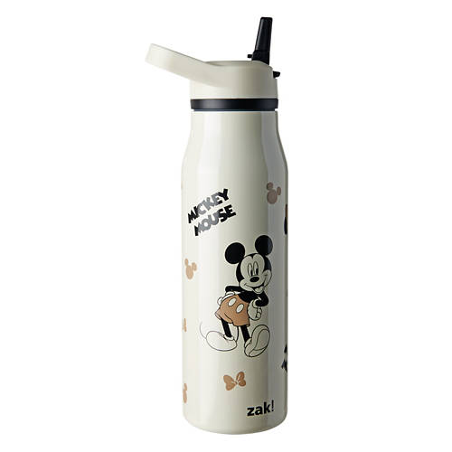 Mickey/Minnie Stainless Steel Water Bottle, Cream & Black