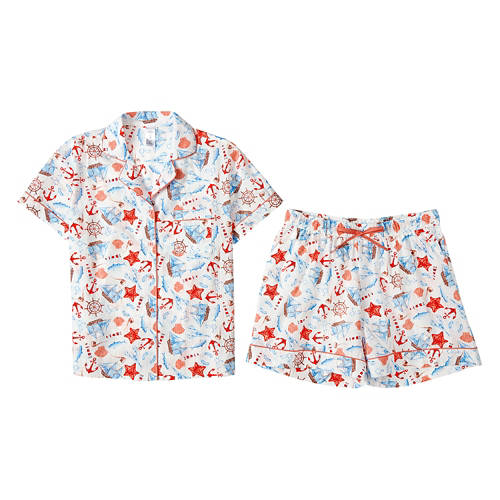 Ladies Seersucker Pajama Set - White, S