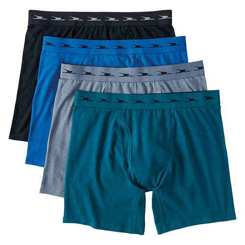 Men's 4 Pack Boxers - Blue/ Teal/ Black/ Dark Grey, L