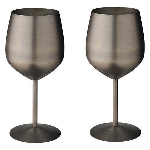 2 Pack Stemmed Wine Glass - Black