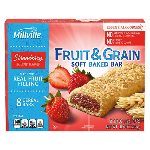 Strawberry Fruit & Grain Cereal Bars, 8 count Product Image Front shot 01