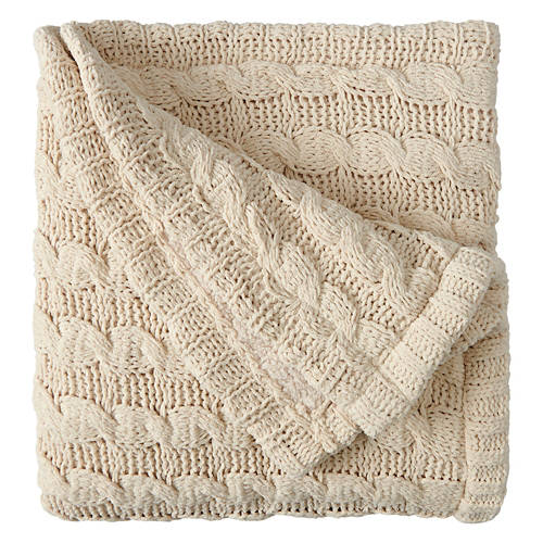 50” x 60” Cozy Throw - Beige Cable Knit