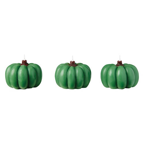 3 Pack Molded Fall Candle Pack - Green Pumpkins, Small