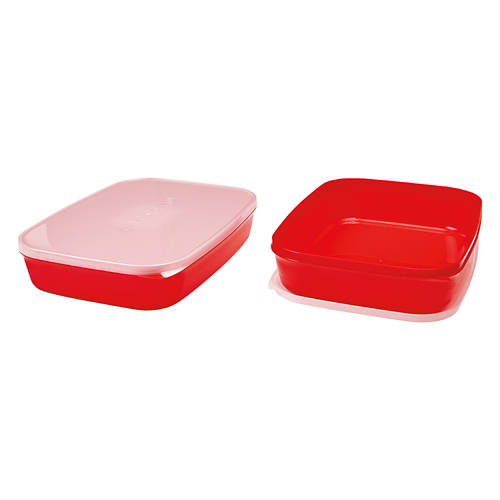 2 Piece Rectangle Food Storage Containers, Red Product Image Front shot 01