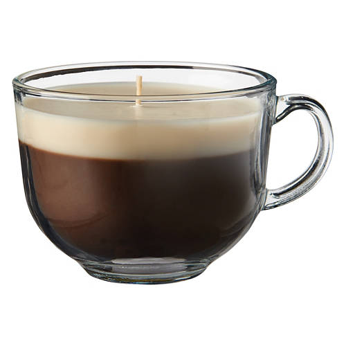 Glass Coffee Cup Shape Candle, Milk Chocolate Mocha