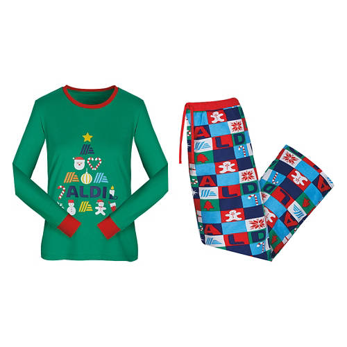 ALDI Gear Ladies Holiday Pajama Set - Green, M