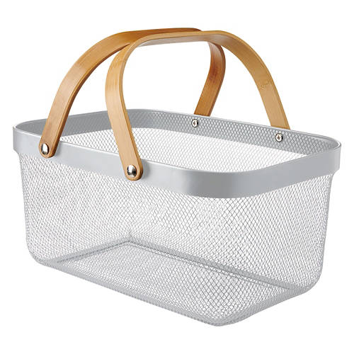 Large Metal Storage Basket, White