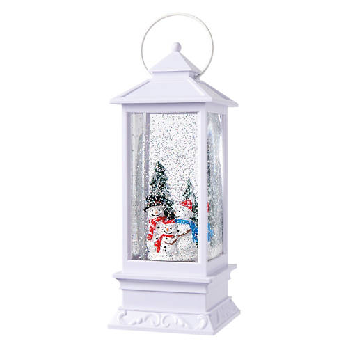 LED Swirling Glitter Lantern - Snowman