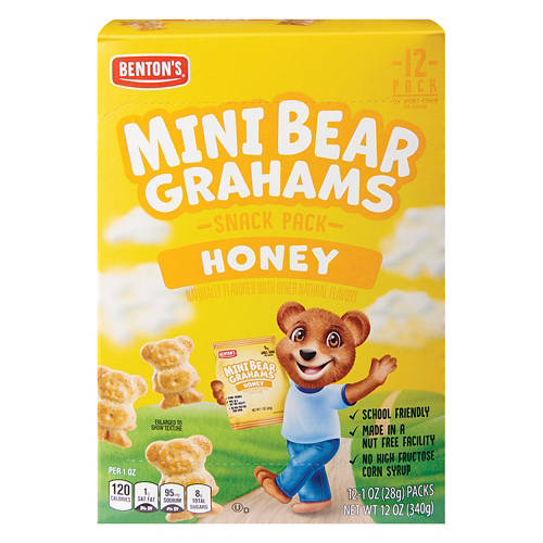 Mini  Bear Honey Grahams Snack Packs, 12 oz Product Image Front shot 01