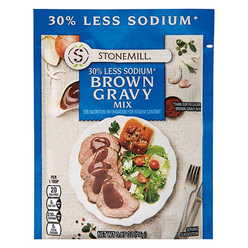 Reduced Sodium Brown Gravy Mix, 0.87 oz Product Image Front shot 01