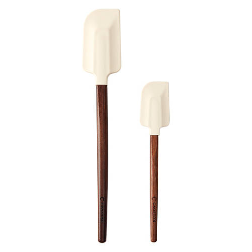 2 Piece Acacia Wood & Silicone Spatula Set, Cream