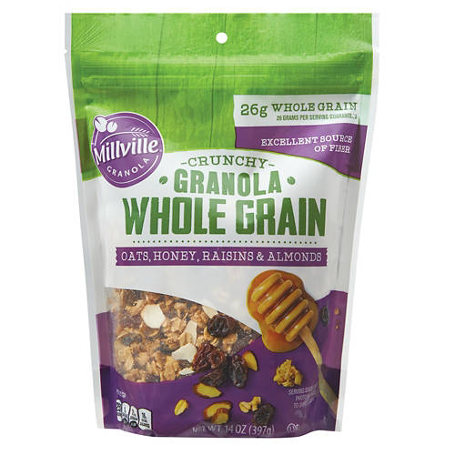 Whole Grain Oats, Raisins, Almonds and Honey Crunchy Granola, 14 oz Product Image Front shot 01