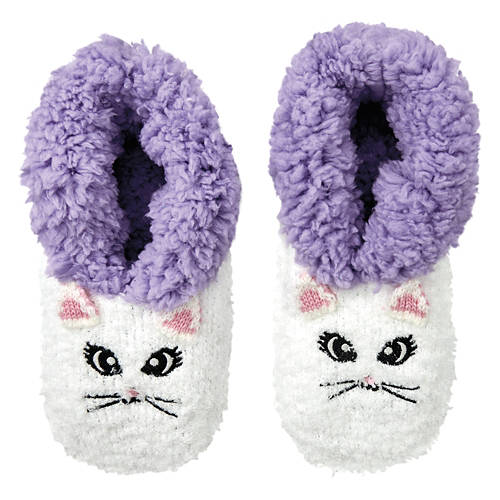 Childrens Cozy Slipper Socks - Cat, One Size Fits Most