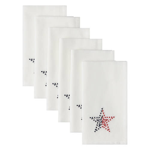 17"X 17" Americana Napkins - Red White & Blue Stars, 6 pack