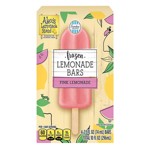 Alex's  Lemonade  Stand Frozen Pink Lemonade Bars, 4 count Product Image Front shot 01