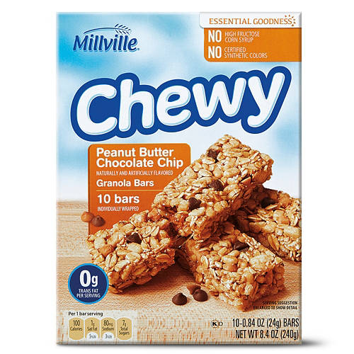 Peanut  Butter Chocolate Chip Chewy Granola Bars, 10 count