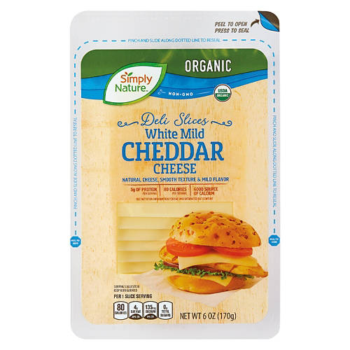 Organic White Mild Cheddar Cheese Slices, 6 oz