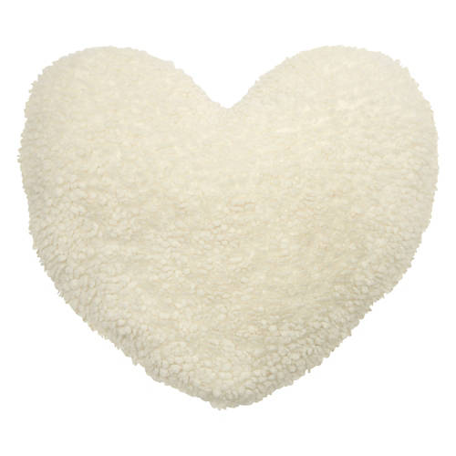 Valentine's Cozy & Fluffy Pillow - White Boucle Heart