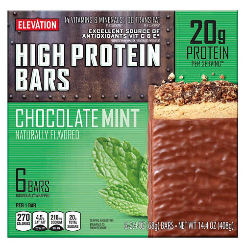 Chocolate  Mint High Protein Bars, 6 count