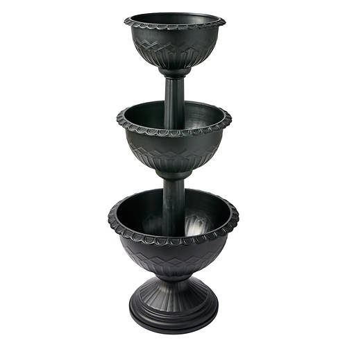 3-Tier Urn Planter, Black