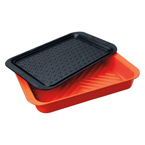 2 Piece Grill Tray with Lid - Black/Red