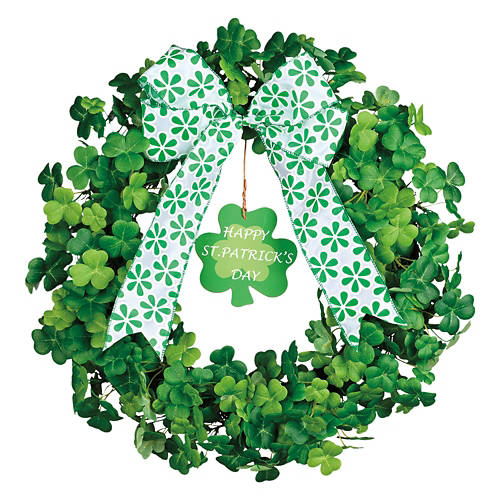 St. Patrick's Day Decorative Wreath - Shamrock Style Leaves