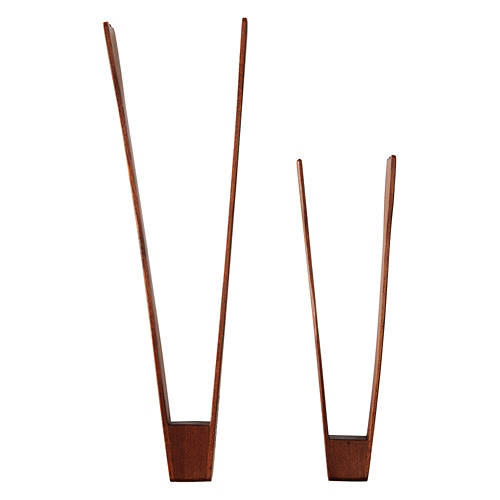 2 Piece Acacia Wood & Silicone Tong Set, Brown