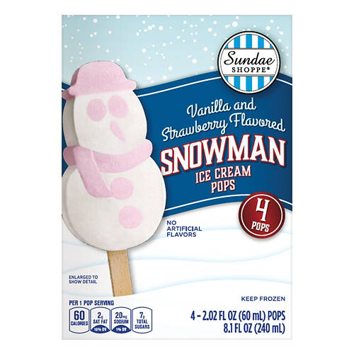 Snowman Shaped Ice Cream Pops, 4 count