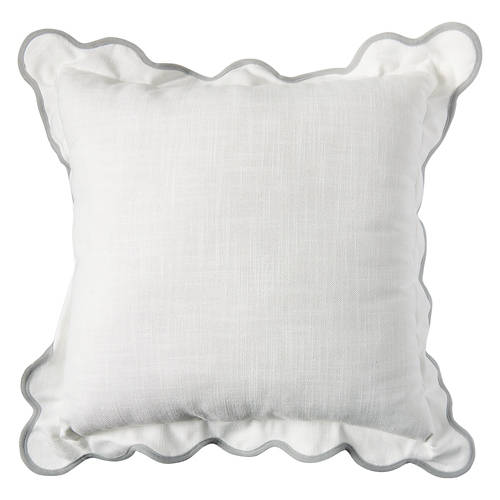 18” x 18” Square Luxe Pillow, Blue Scalloped Edge