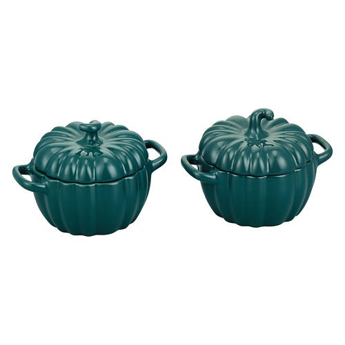 2 Pack Mini Pumpkin Casserole Dishes - Green