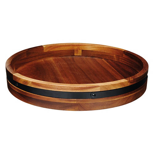 Acacia Wood Lazy Susan with Metal Rim