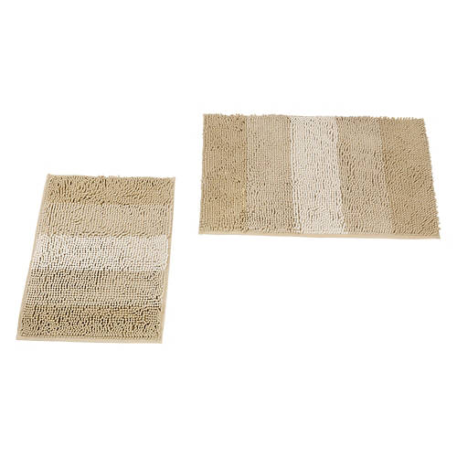 2 Piece Faux Fur Bath Rug - Tan Ombre