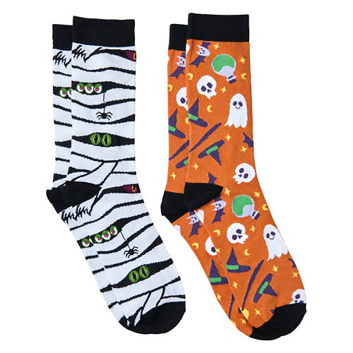 2 Pack Men's Halloween Socks - Witches/Mummy